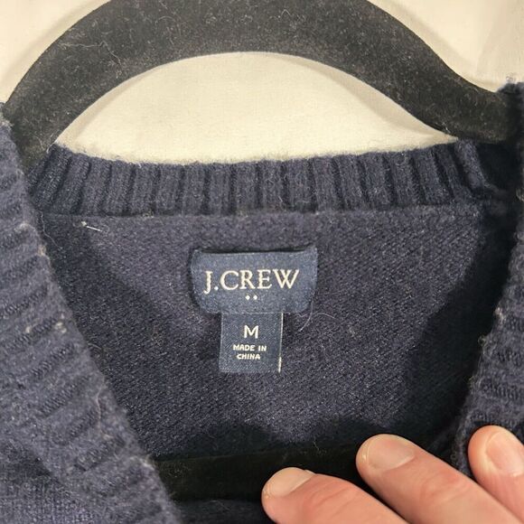J. Crew Lambs Wool Blend Sweater Women's Medium Blue Knit Crew Neck Pullover - Picture 5 of 9